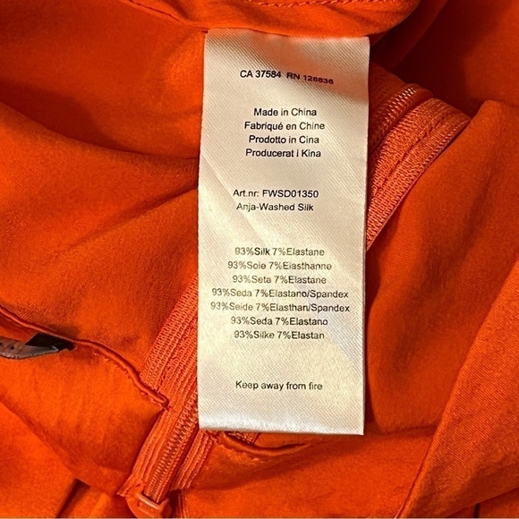 J. Lindeberg Silk Blend A-Line Asymmetrical Skirt. Orange Size 34 / M #1030 - Picture 4 of 6